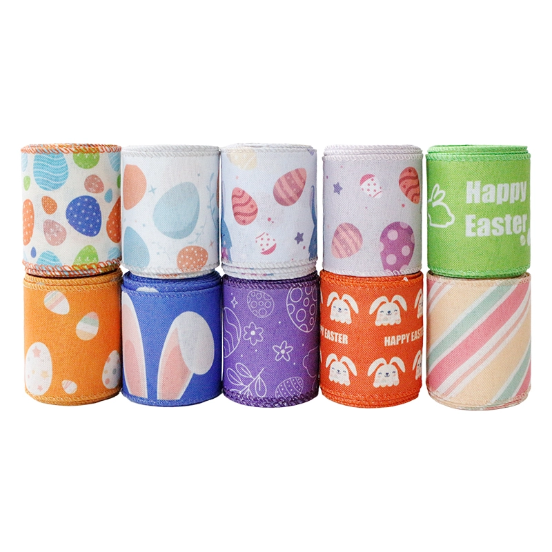 Burlap Ribbon With Wire Edge for Easter Decoration 1