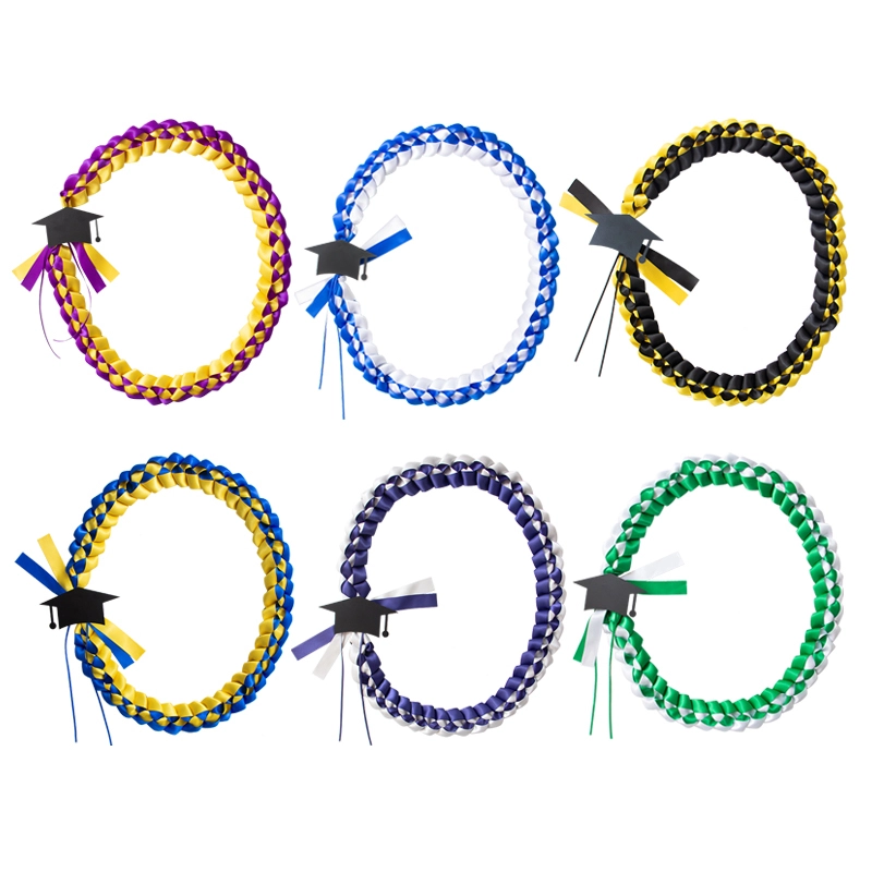 Customizable Graduation Season Satin Ribbon Wreath-Shaped Woven Ribbon 1