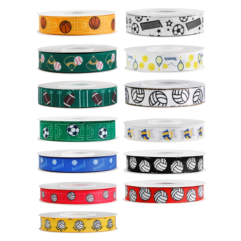 Grosgrain Ribbon Custom Printed with Sports Ball Patterns 1