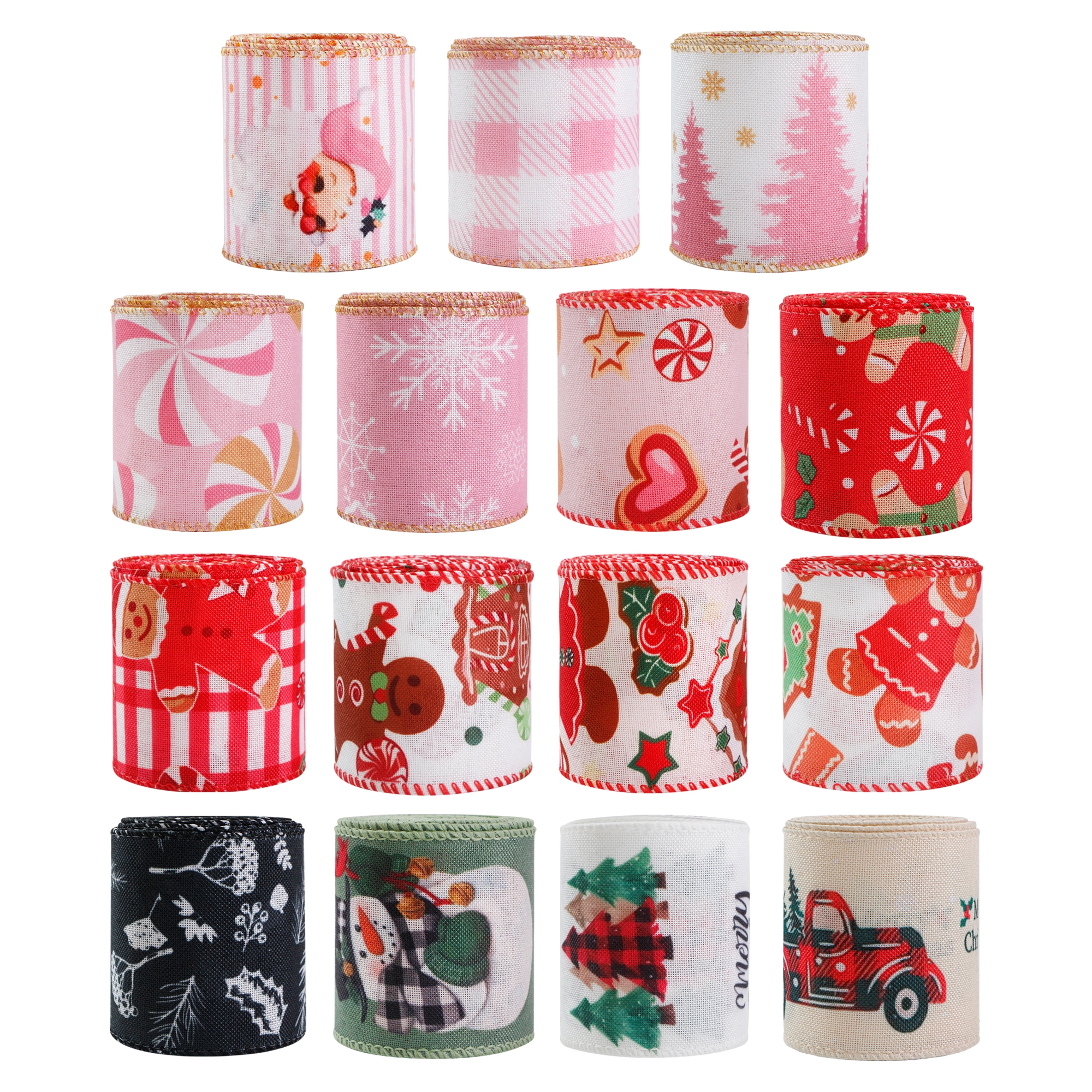 Custom Christmas Gingerbread Printed Burlap Wired Edge Ribbon 1