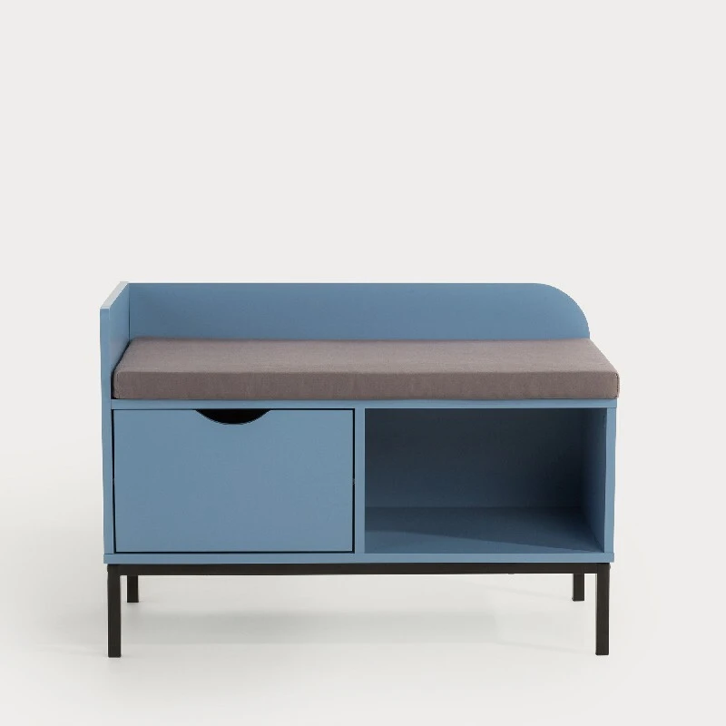 Meuble à chaussures d'entrée avec tiroirs, banc à chaussures bleu 1
