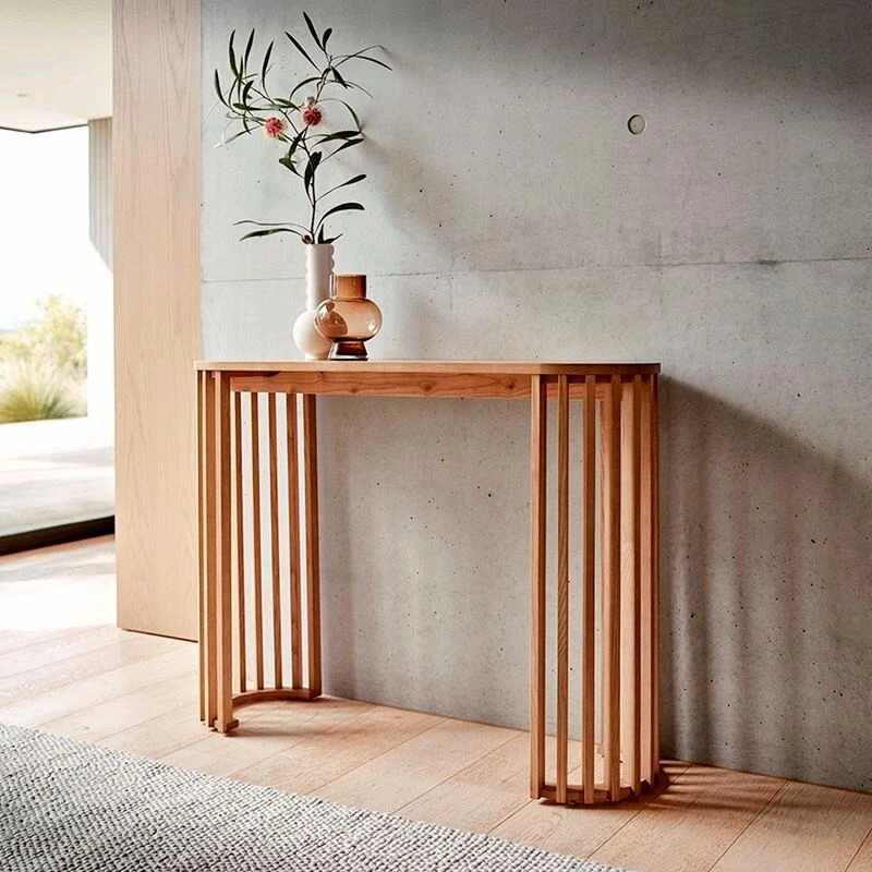 Table d'entrée en bois massif pour espaces étroits couleur naturelle 1