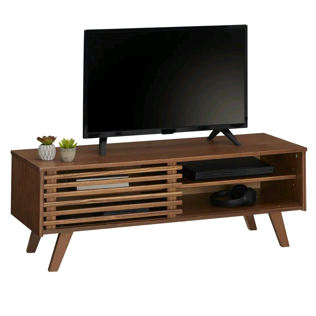 Armário de TV de madeira maciça com 2 compartimentos 1