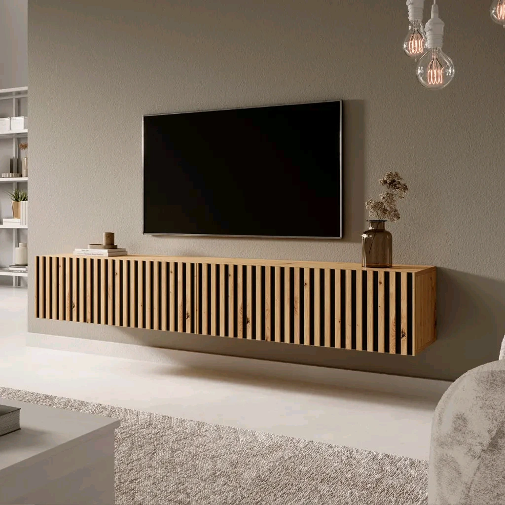 Meuble TV Lowboard en Bois pour Présentoir de Salon 175 x 31,6 x 30 cm 1