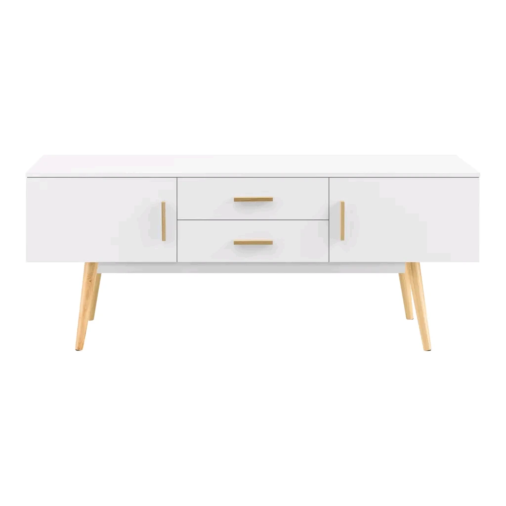 Support de meuble TV minimaliste pour affichage de salon, meuble TV moderne blanc 1