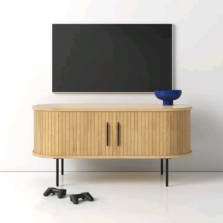 Meuble TV en bois pour téléviseurs jusqu'à 43,Meuble TV en bois avec 2 portes roulantes 1