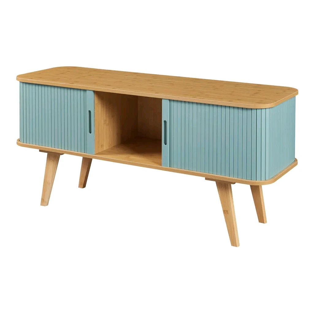 Meuble TV en bois avec 2 portes coulissantes, meuble TV pour salon 120 x 40 x 58 cm 1