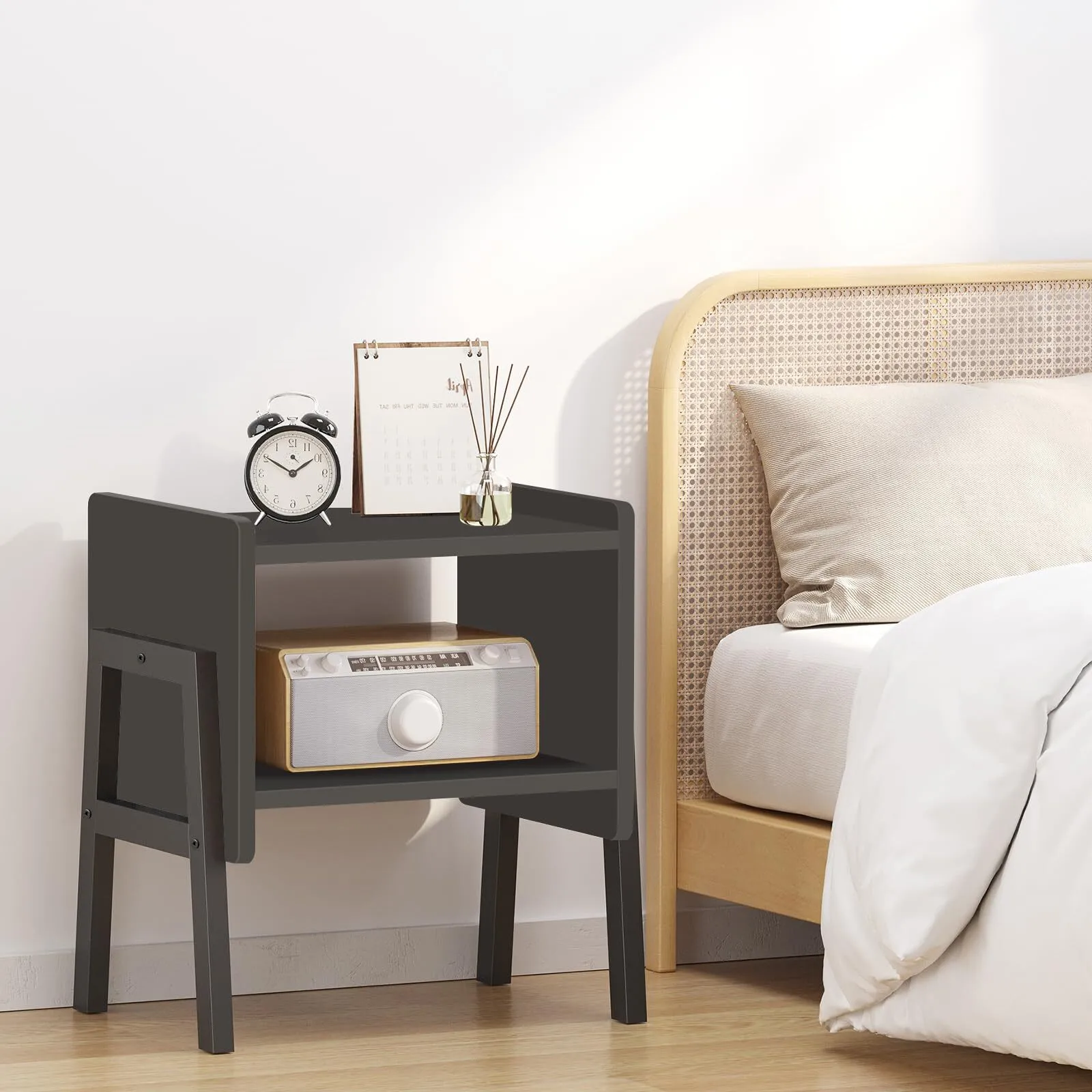 End Table, Nightstand, 2-Tier Storage Shelf, Stackable End Tables, Sofa Table for Small Space, Living Room, Bed Room 1