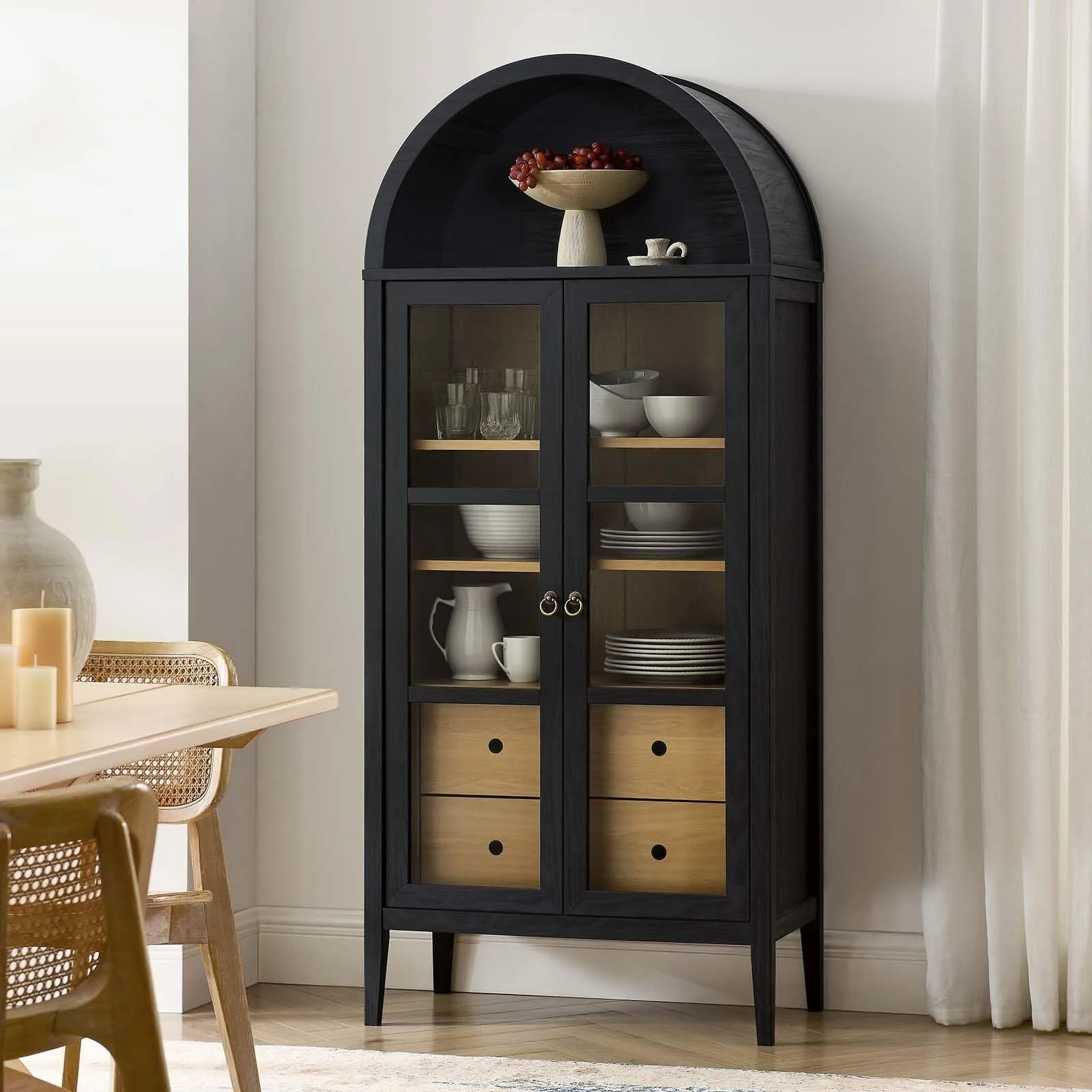 Armoire de rangement haute en forme d&39;arche BLK-OAK Nolan, chêne noir 1