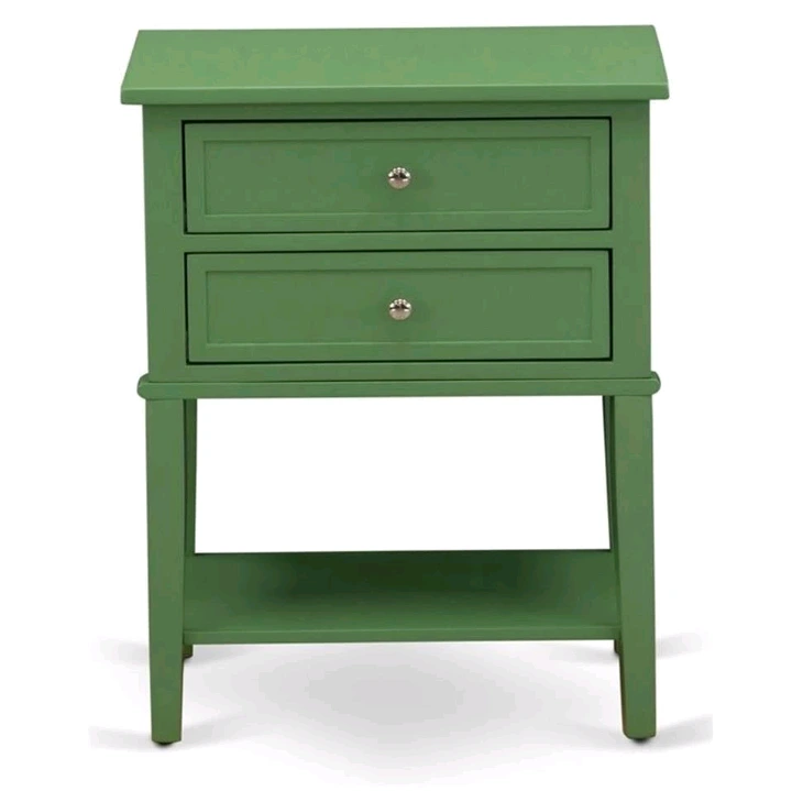 Table de chevet en bois - Table d&39;appoint rectangulaire avec 2 tiroirs pour chambre à coucher, vert 1