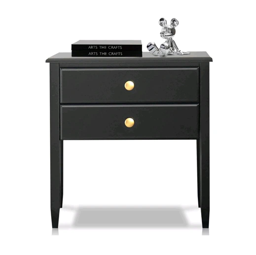 Mesita de noche moderna de bambú con 2 cajones para dormitorio, color negro 1