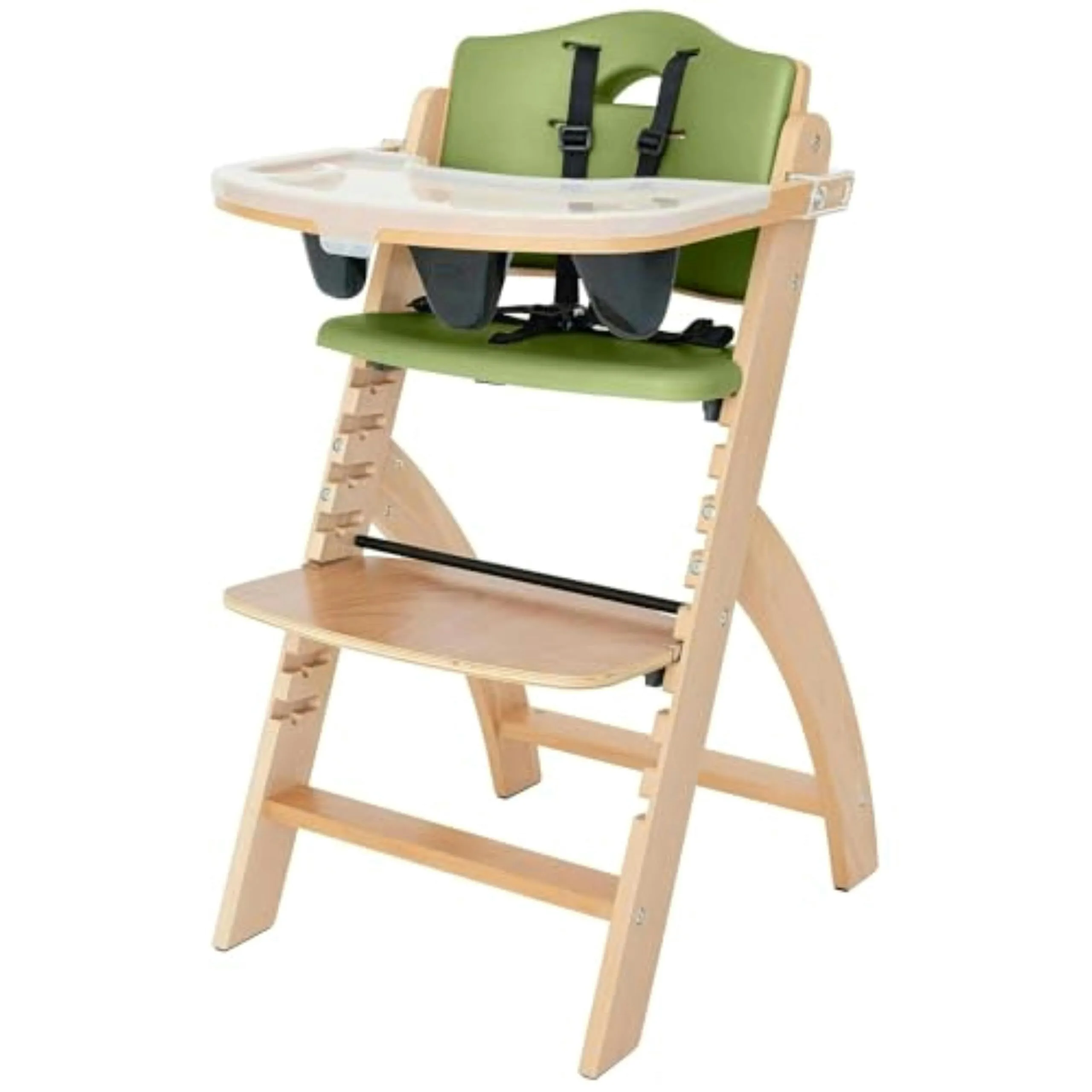 Trona de madera Beyond Junior con bandeja: trona ajustable y convertible para bebés y niños pequeños, de 6 meses a 250 lb, resistente al agua, madera de caoba 1