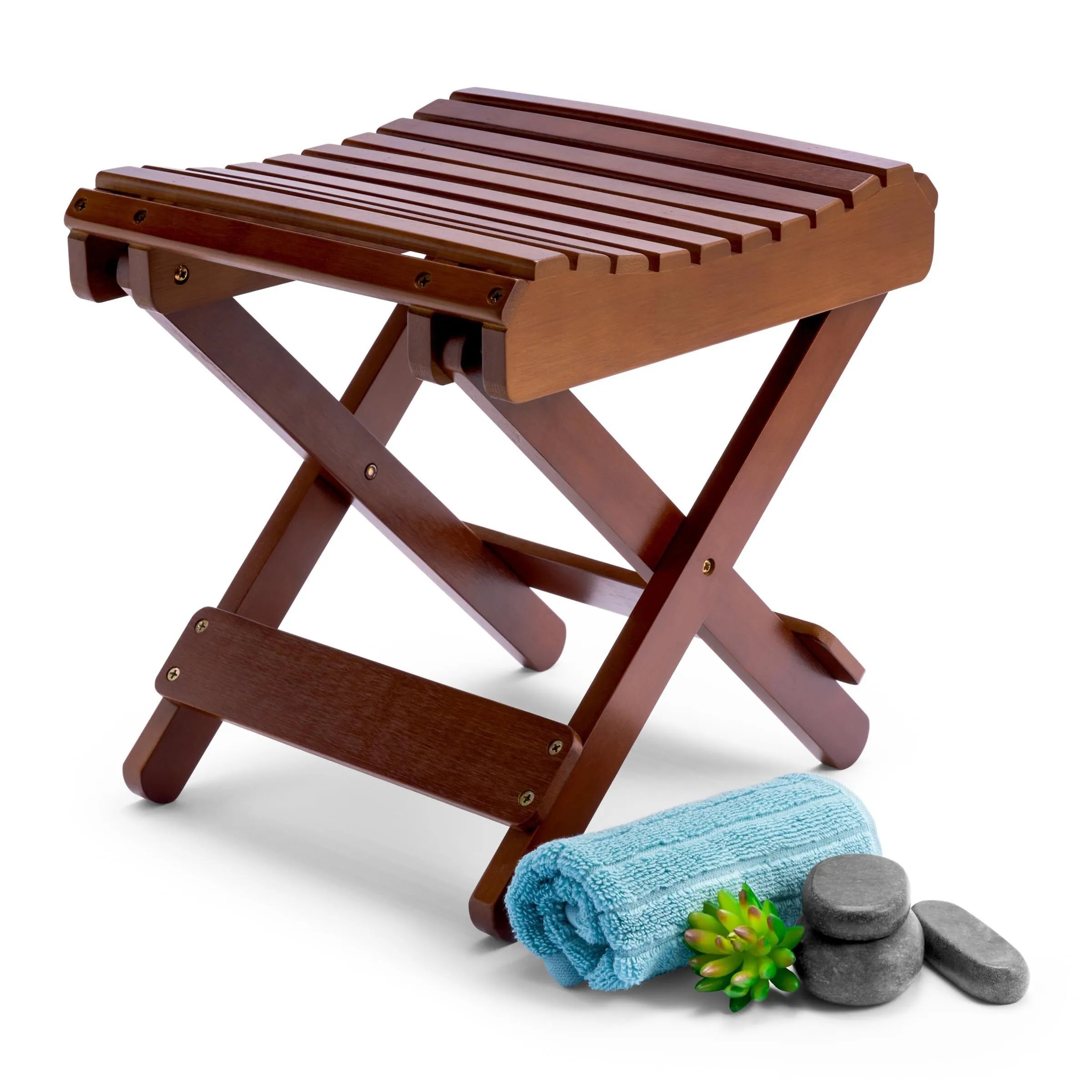 Reposapiés para ducha, silla de baño, ideal para baño, spa, sauna, asiento de madera, completamente ensamblado. 1