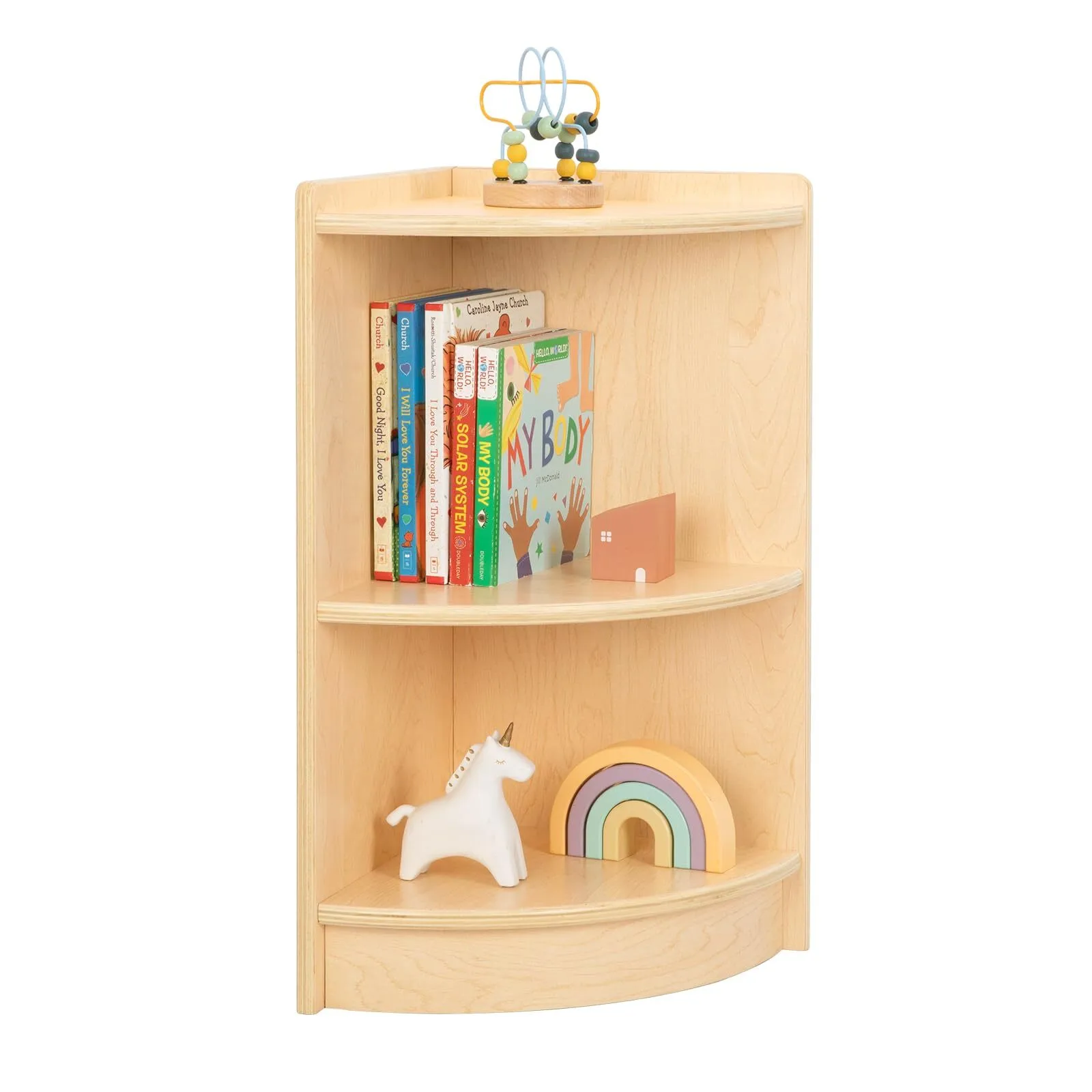 Solid Wood 2-Shelf Corner Toy Organizers and Storage, Kids Classroom Organizer 1
