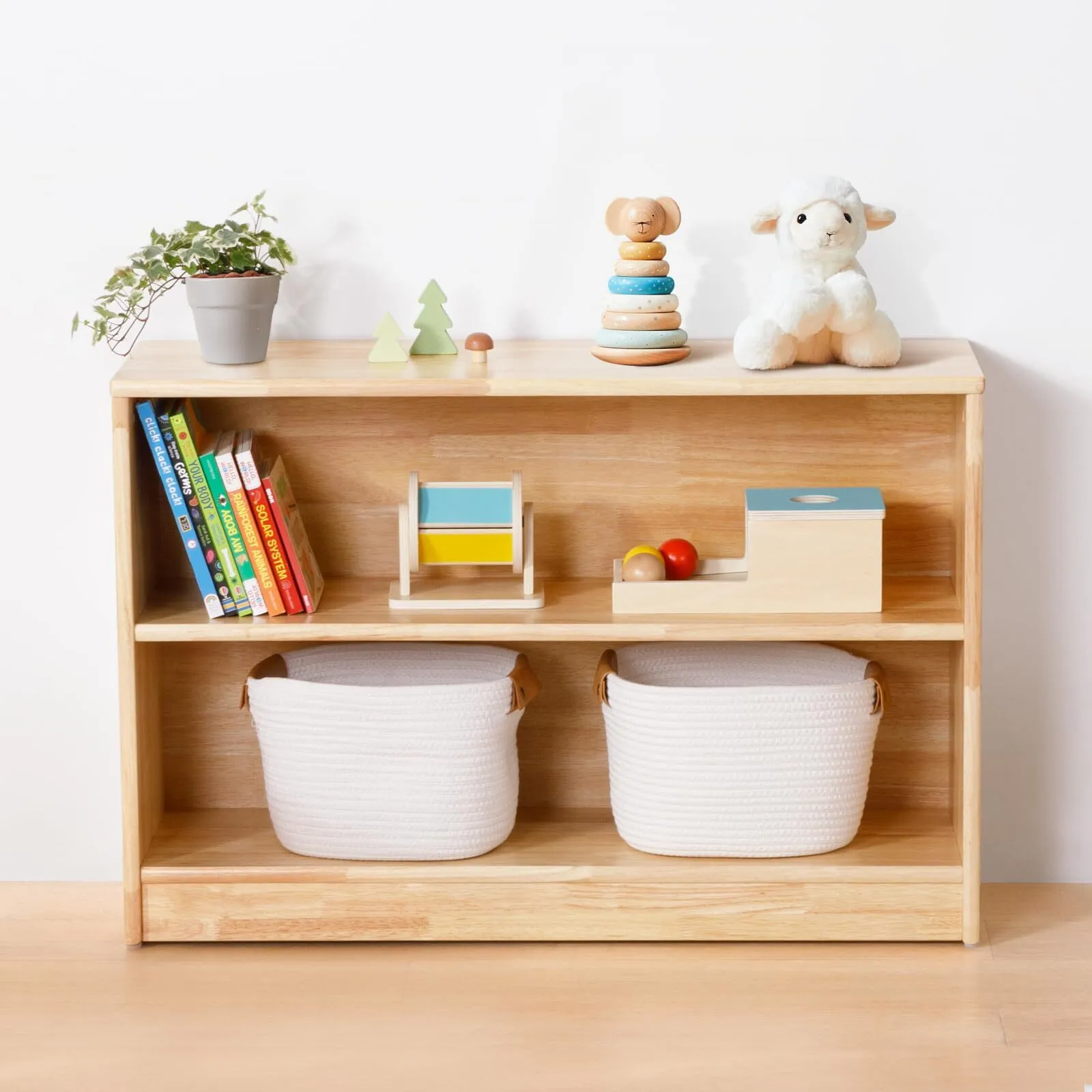 Wood Montessori Shelf and Toy Storage Solid Wood Bookshelf and Toy Organizers |combomhome 1