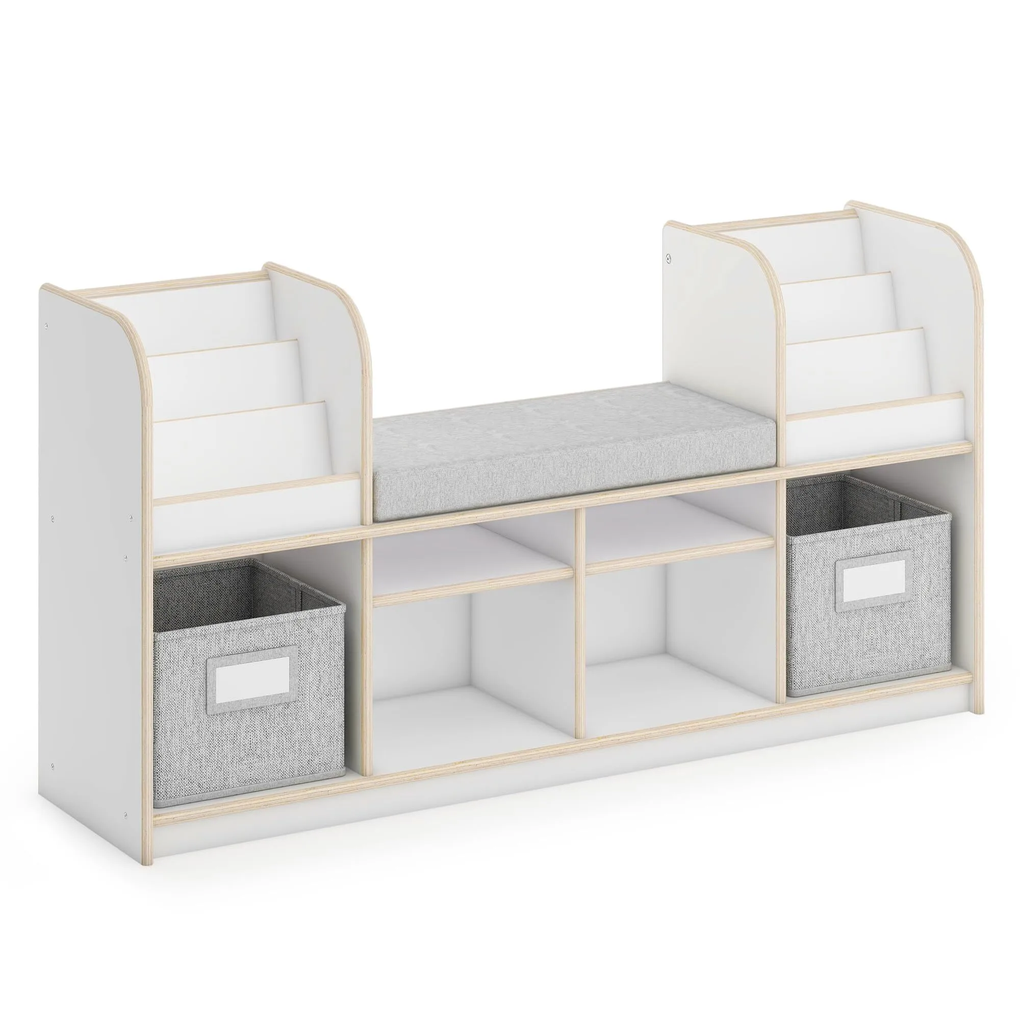 Wooden White Multi-Purpose Storage Bookcase and Toy Organizer combohome 1
