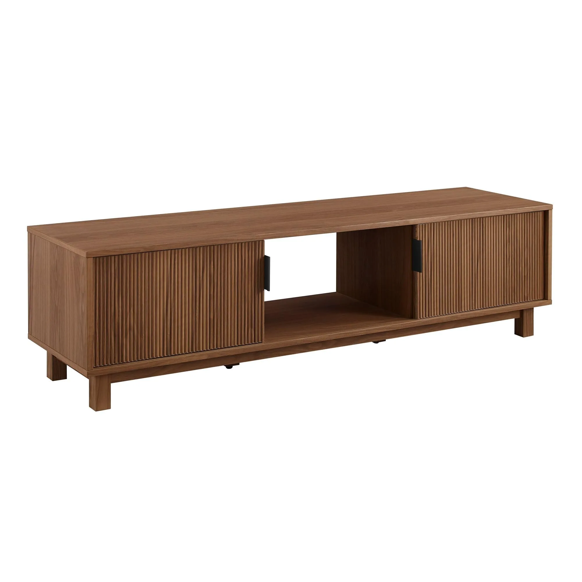 Mueble de TV bajo Walton moderno con puertas acanaladas para televisores de hasta 65 y 58 pulgadas, color moca - Combohome 1