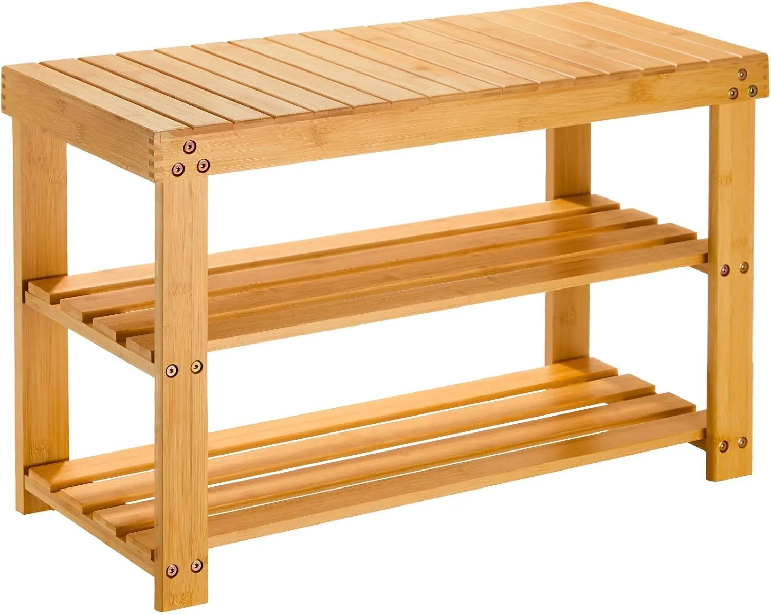 3 Tier Bamboo Shoe Rack Bench for Entryway, Bedroom, Living Room 1