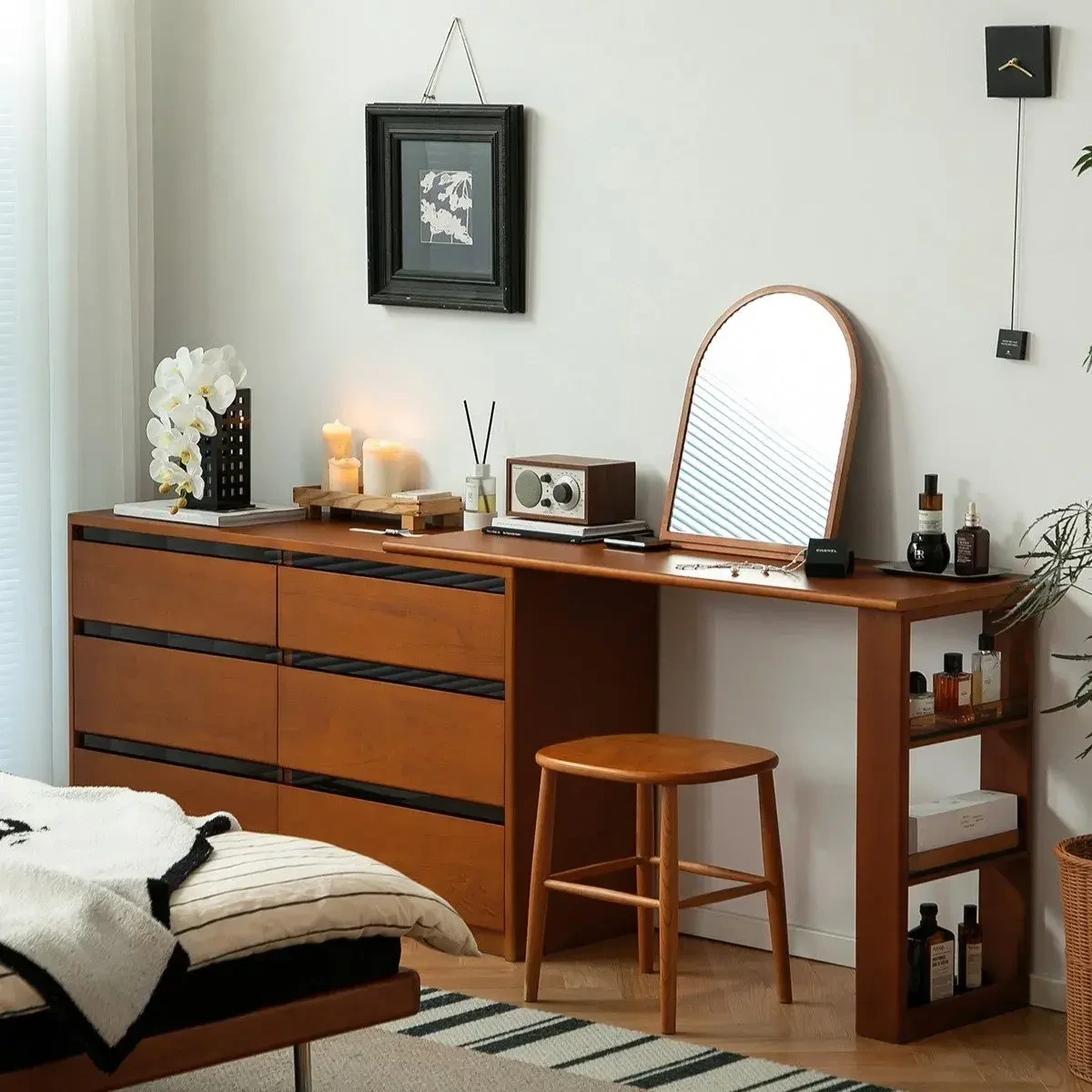 Combohome Wood Chest of Drawers for Bedroom Retro Wood Lab Solid Wood Drawer Boxwood Vanity 1