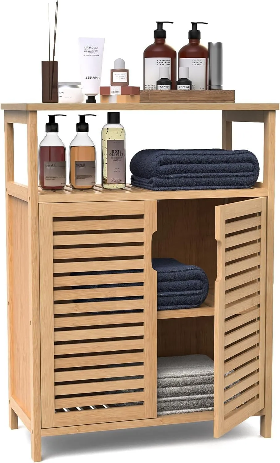 Combohome Bamboo Cabinet for Bathroom and Living Room Storage 1