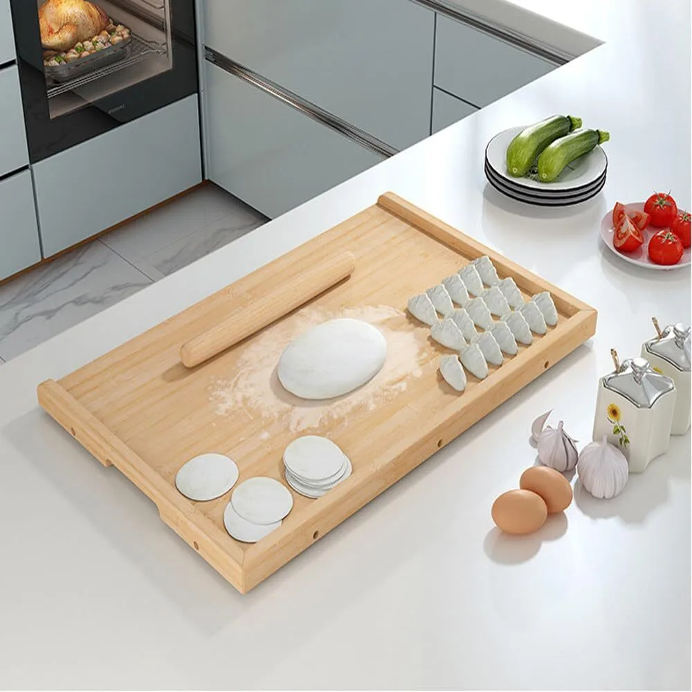 Bamboo Cutting Board Double Sided with Juice Groove, Large Wooden Cutting Boards for Kitchen, Wood Chopping Board with Side Handles for Fruit, Meat, Kneading Dough 1