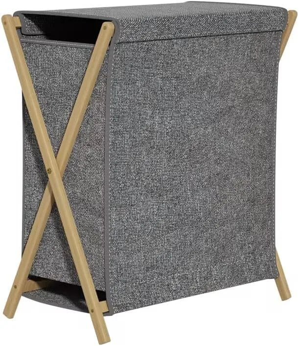 Foldable Bamboo Laundry Hamper with Lid for Bathroom 1