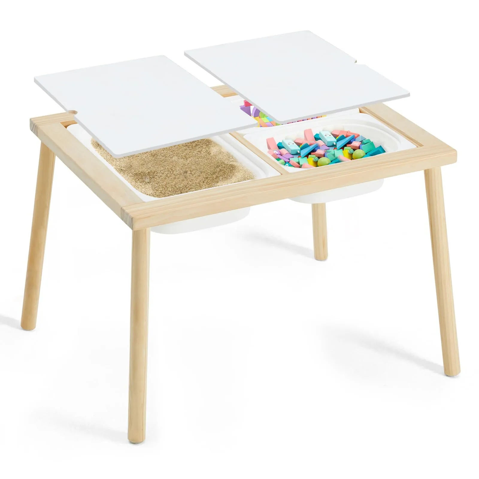 Sensory Table for Toddlers 1-3, Kids Table with 3 Storage Bins Writable Lids, Sensory Activity Table, Play Sand Table for Indoor Outdoor 1