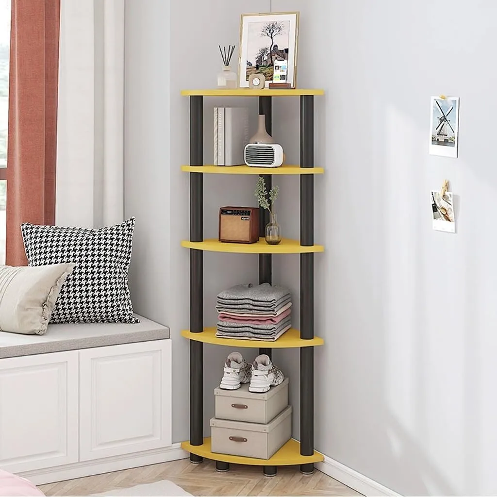 5-Tier Corner Cabinet, Bookcase, Kitchen Shelf, Bedroom, Flower Stand, Vertical Standing Shelves, Plant Stand with Steel Frame, 40 x 40 x 150 cm 1