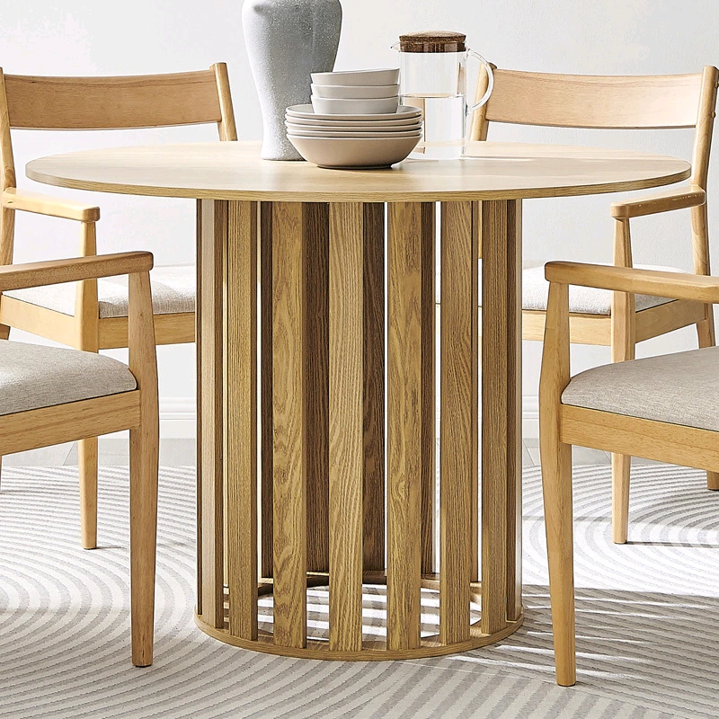 Mesa de comedor redonda de madera con encanto natural, 110x110x76cm 1