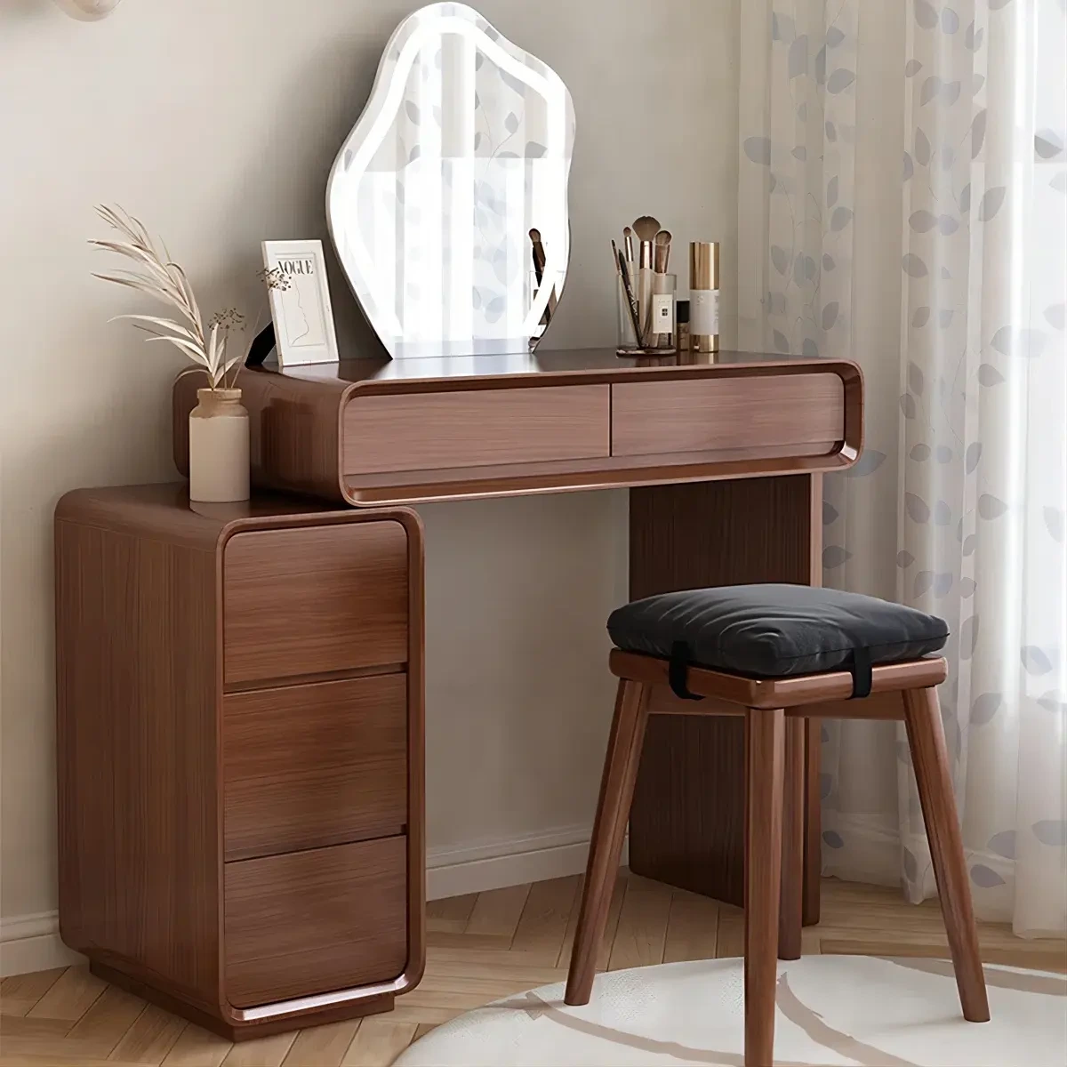 Combohome Vanity Desk with Mirror and Lights, Makeup Vanity Desk with Power Outlet, Makeup Desk with 5 Drawers&Storage Shelves 1