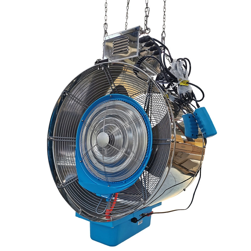 Industrial centrifugal atomizing fan stainless steel suspended oscillating spray fan cooling electric fan with water cooling fan 1