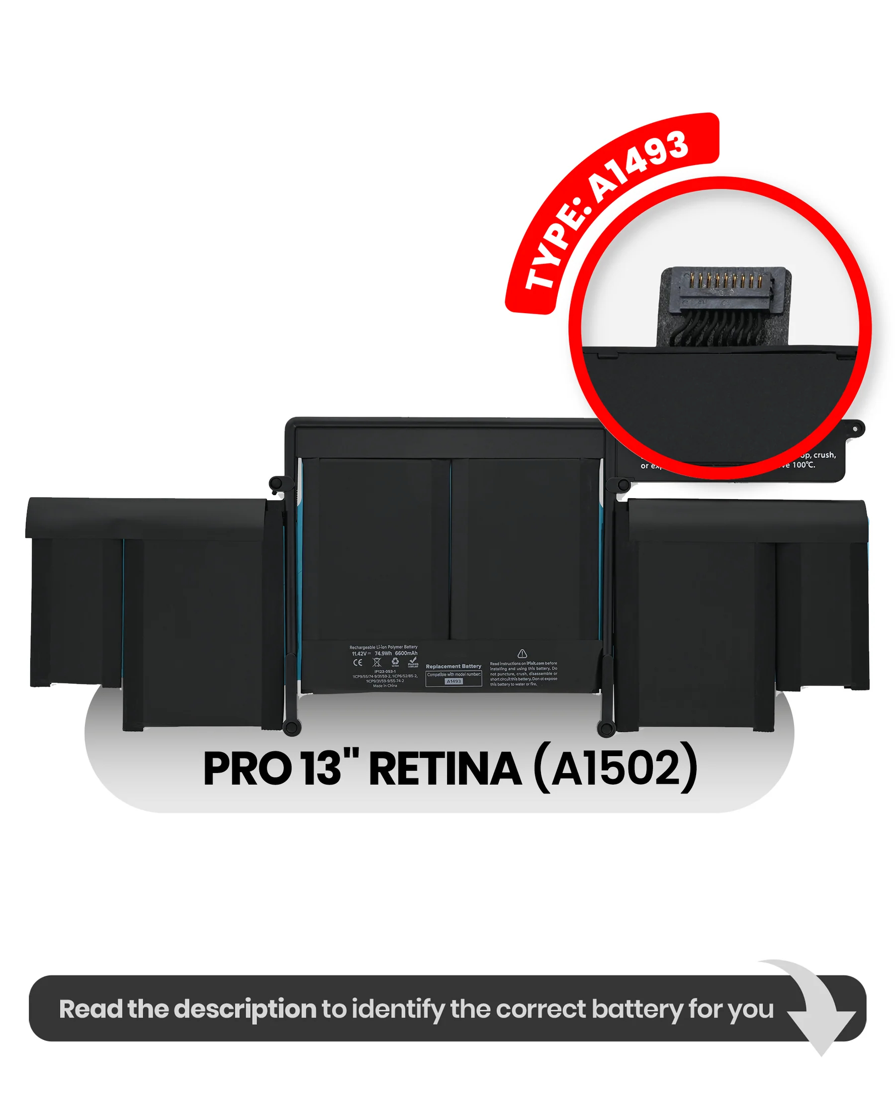 Akku (A1493) kompatibel für MacBook Pro 13_ Retina (A1502 _ Ende 2013 _ Mitte 2014) 1