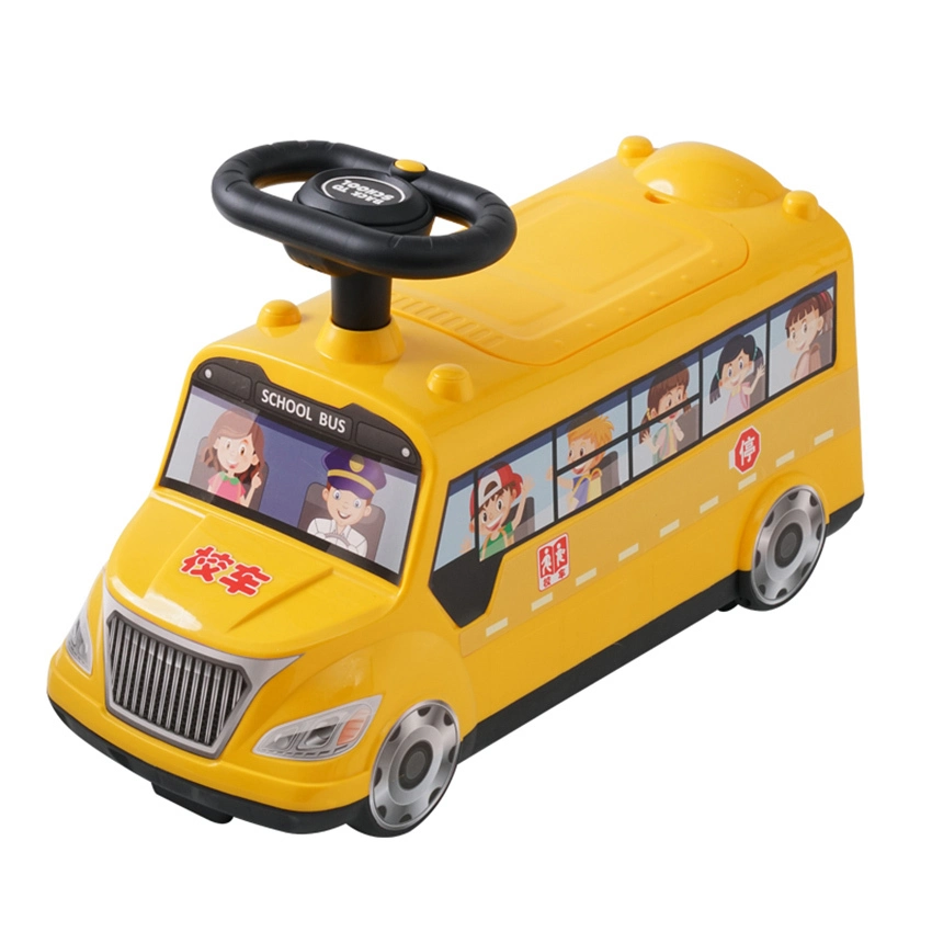 Scuolabus - Macchinina da spingere e cavalcare per bambini, con ruota universale, spazio nascosto 1