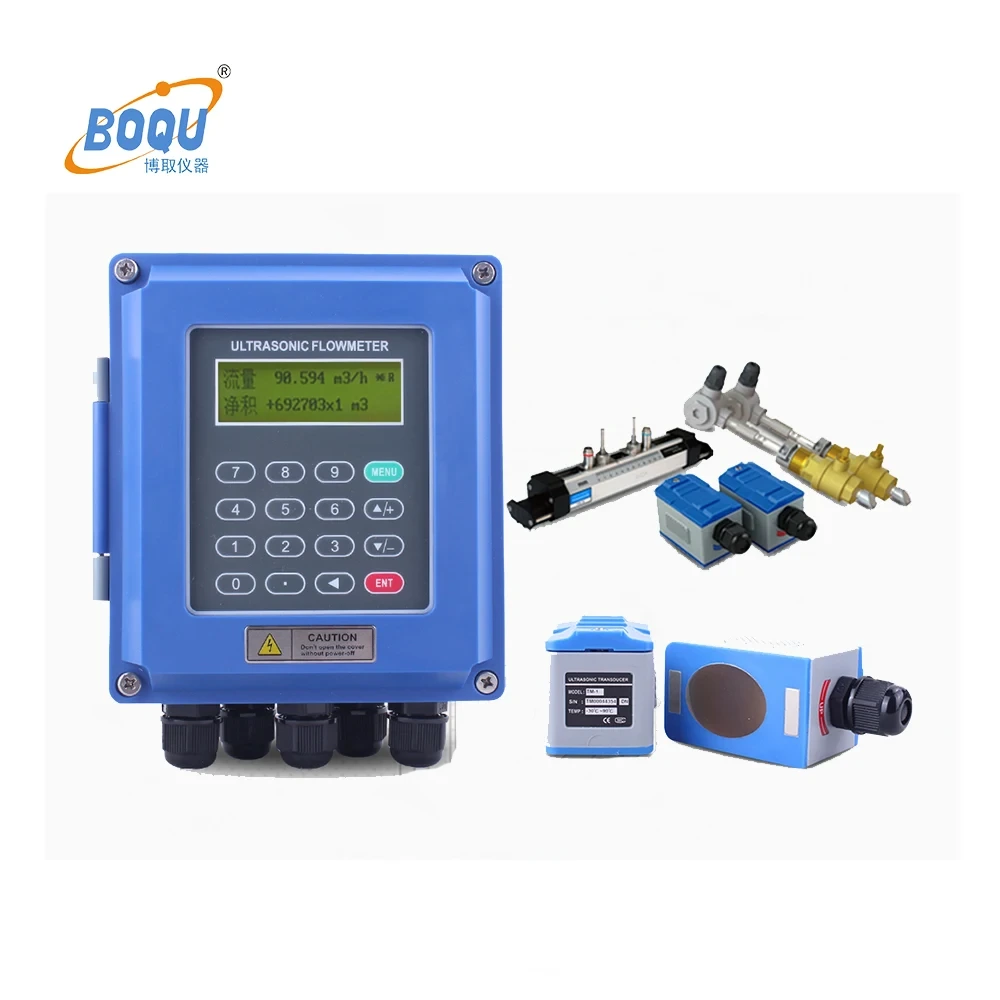 Boqu Bq-ulf-100w الحائط بالموجات فوق الصوتية تدفق متر مياه الصرف الصحي مياه البحر الصناعية الصرف الصحي النفط السائل مقياس الجريان بالموجات فوق الصوتية 1