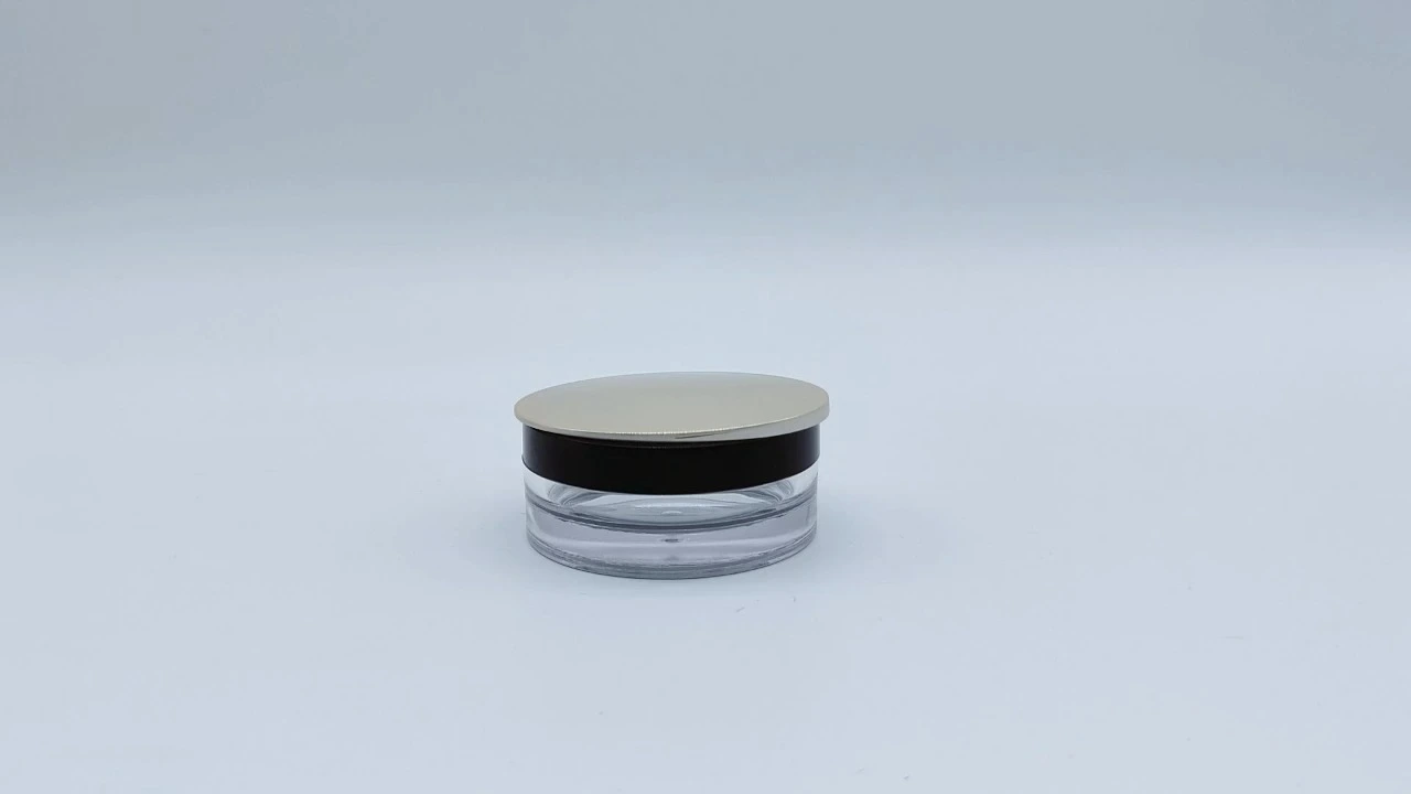 Glamorosos tarros de crema redondos y planos de acrílico transparente de 15 g 1