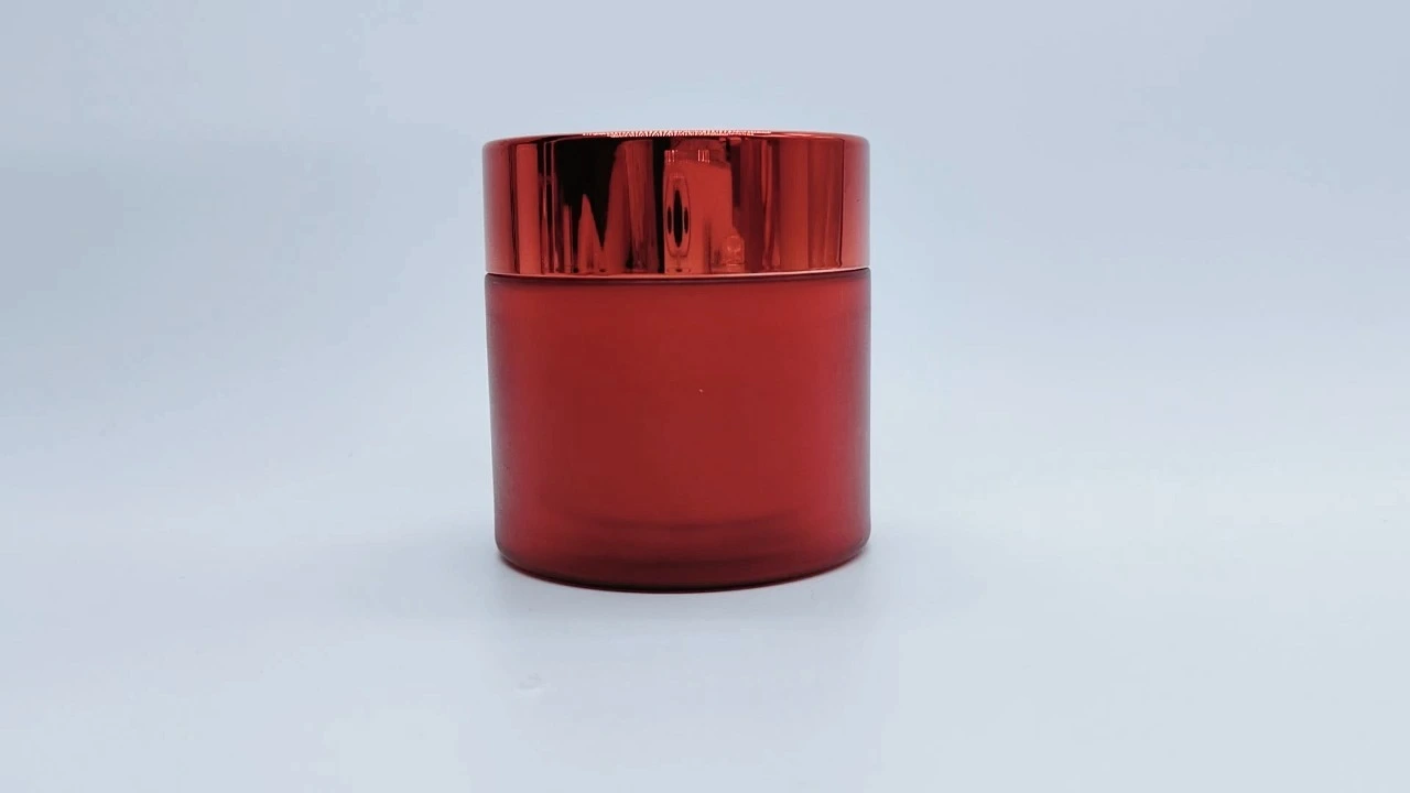Glamoroso tarro de crema de PET de doble pared, color rojo granada mate, de 50 g 1