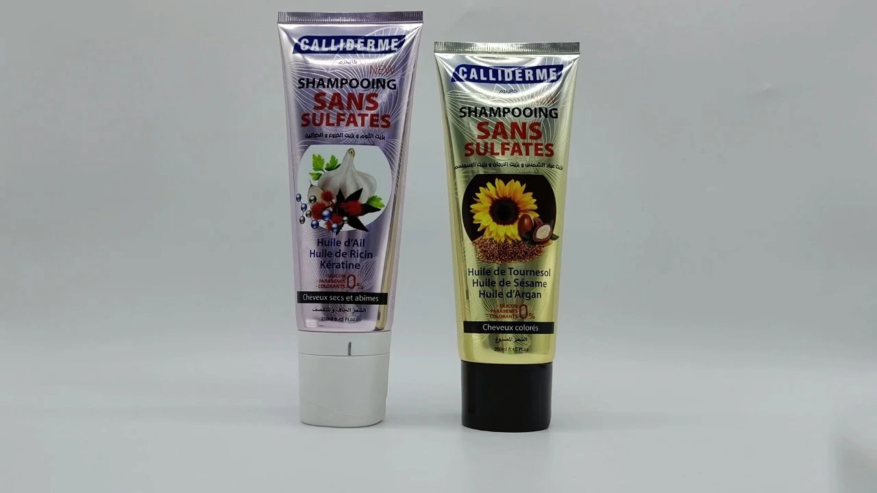 Tubo cosmético de gel de ducha antiacné de polietileno de 120 ml personalizado por el fabricante con tapa acrílica. 1