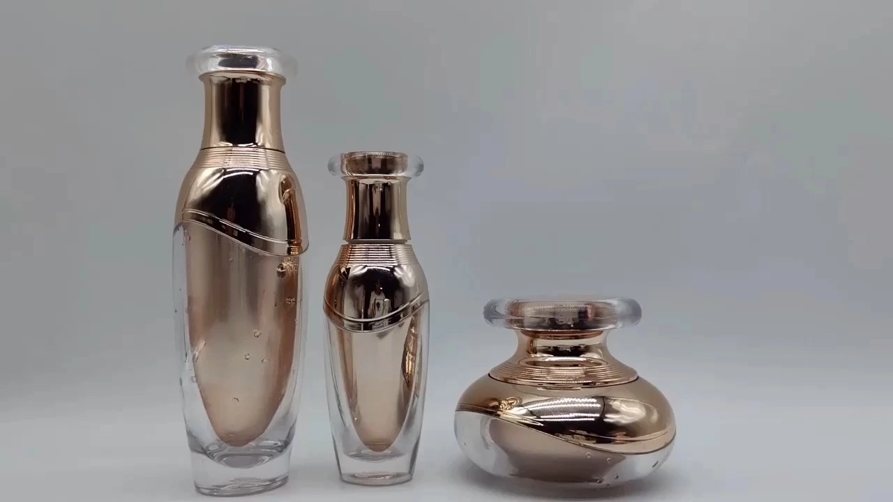 Hot-selling Double-wall Multiple-Size Golden Lotion Essence Shampoo Cosmetic Packaging PET Plastic Bottles With Pump and Cap 1