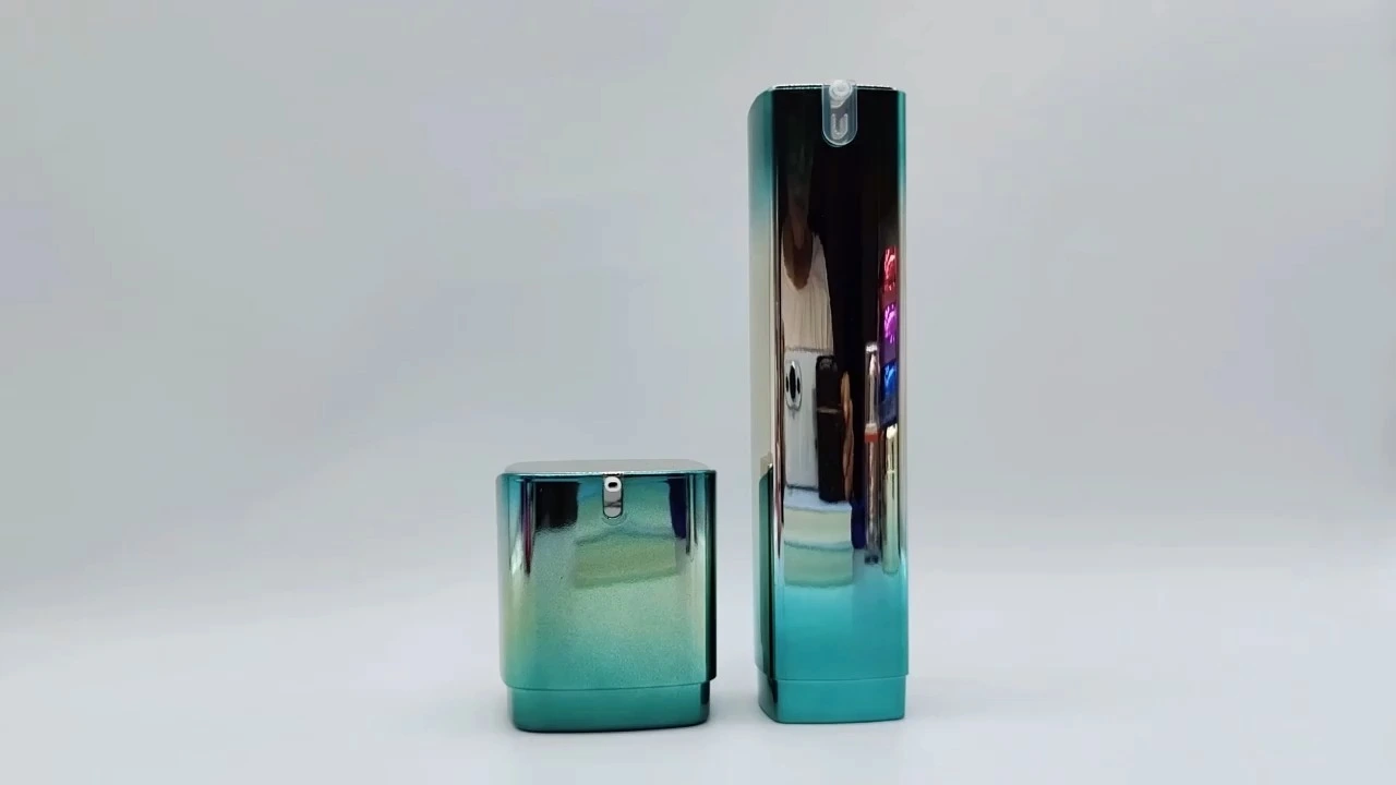 Loción, esencia y champú en degradado verde-dorado, envase cosmético en botellas de plástico PET, glamurosas, 50 ml y 100 ml. 1