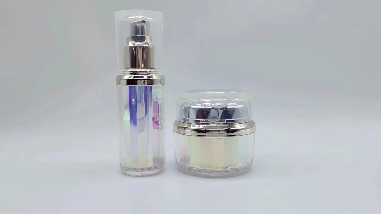 Botellas personalizadas de PE-Plástico-PS-PET para loción, esencia, champú, espuma, cosmético, con doble pared y tapa plateada. 1