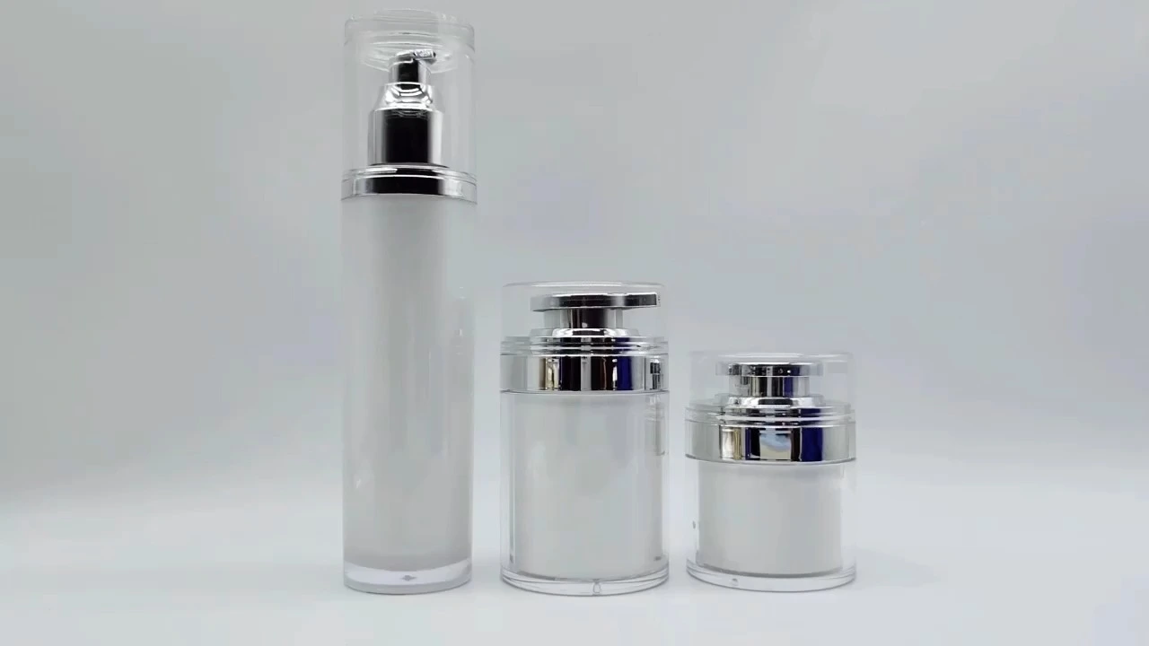 Botellas de PE-Plástico-PS-PET de doble pared transparentes, lisas, de tamaño estándar, para lociones, esencias, champús y cosméticos, de 120 ml, 100 ml y 50 ml. 1
