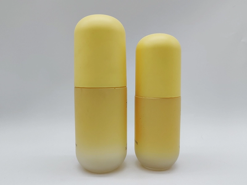 Envase de espuma para loción, champú, esencia, espuma, cápsula, color naranja degradado, con tapón de rosca, 150 ml o 100 ml, de PE, plástico, PS y PET. 1