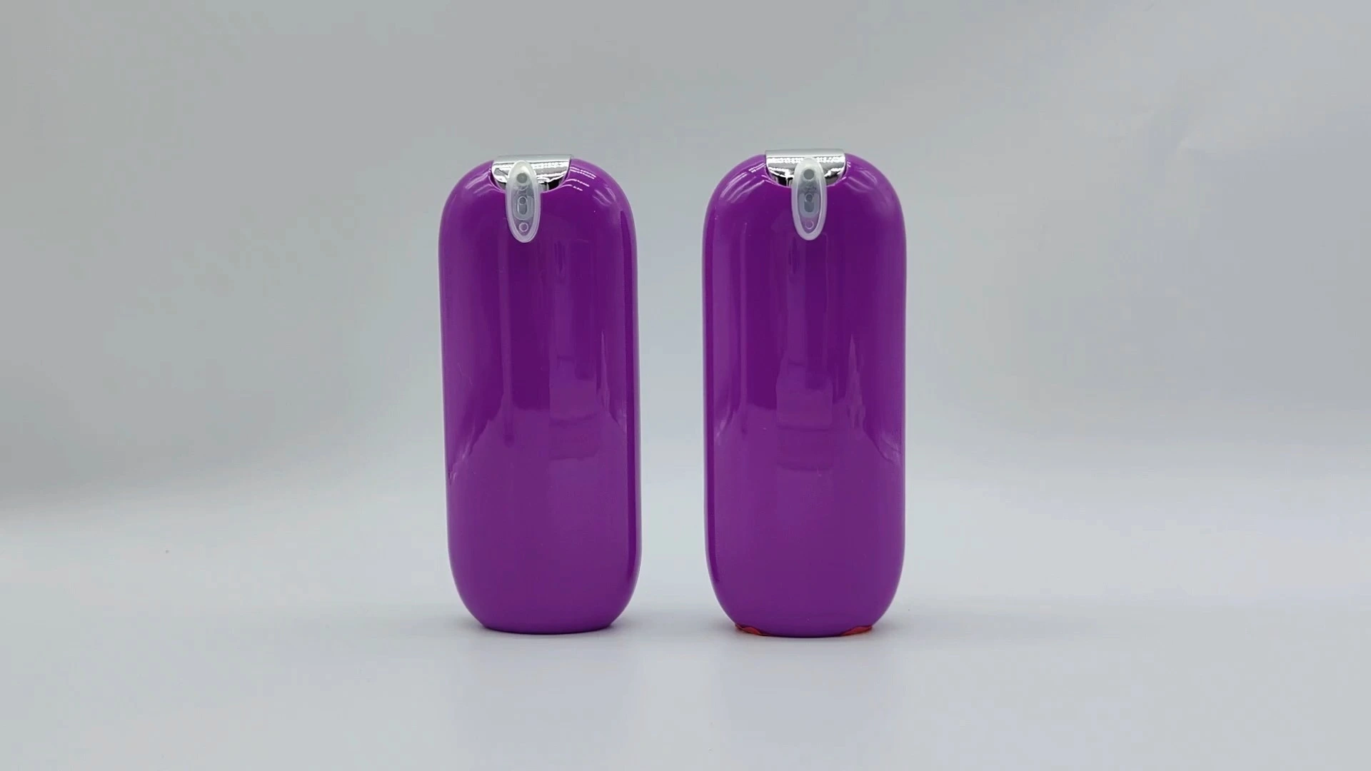 Lila Flasche in ovaler Form und silbernem Galvanikpumpendesign, 50 ml Lotion-Shampoo-Essenz-Schaumbehälter, PE-Kunststoff-PS-PET-Verpackung, Kosmetikflaschen 1