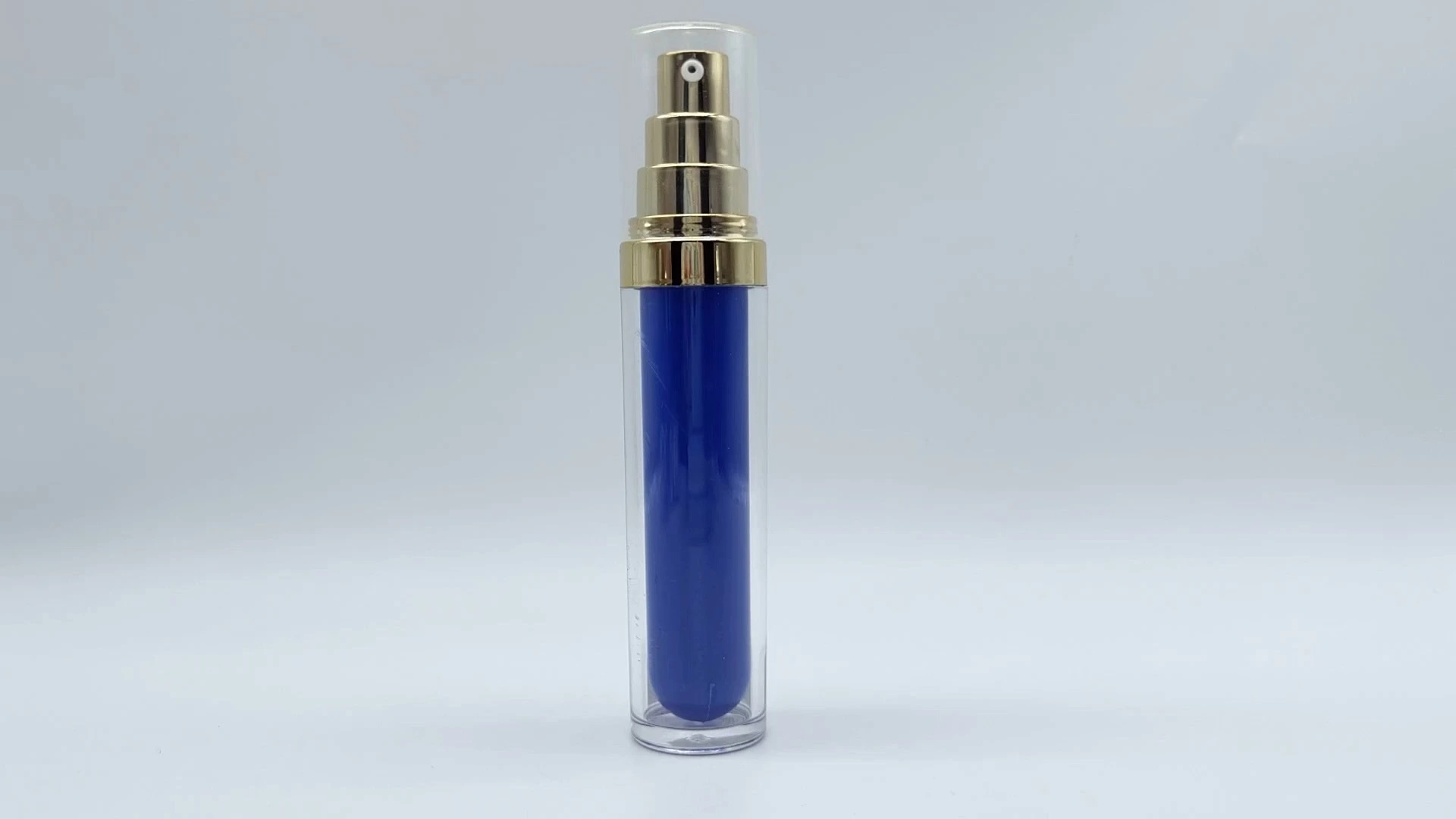 Decorative Double Wall Blue Inside Design Golden Electroplating Pumped 30ml Lotion Shampoo Essence Foam Container PE-Plastic-PS-PET Packaging Cosmetic Bottles 1
