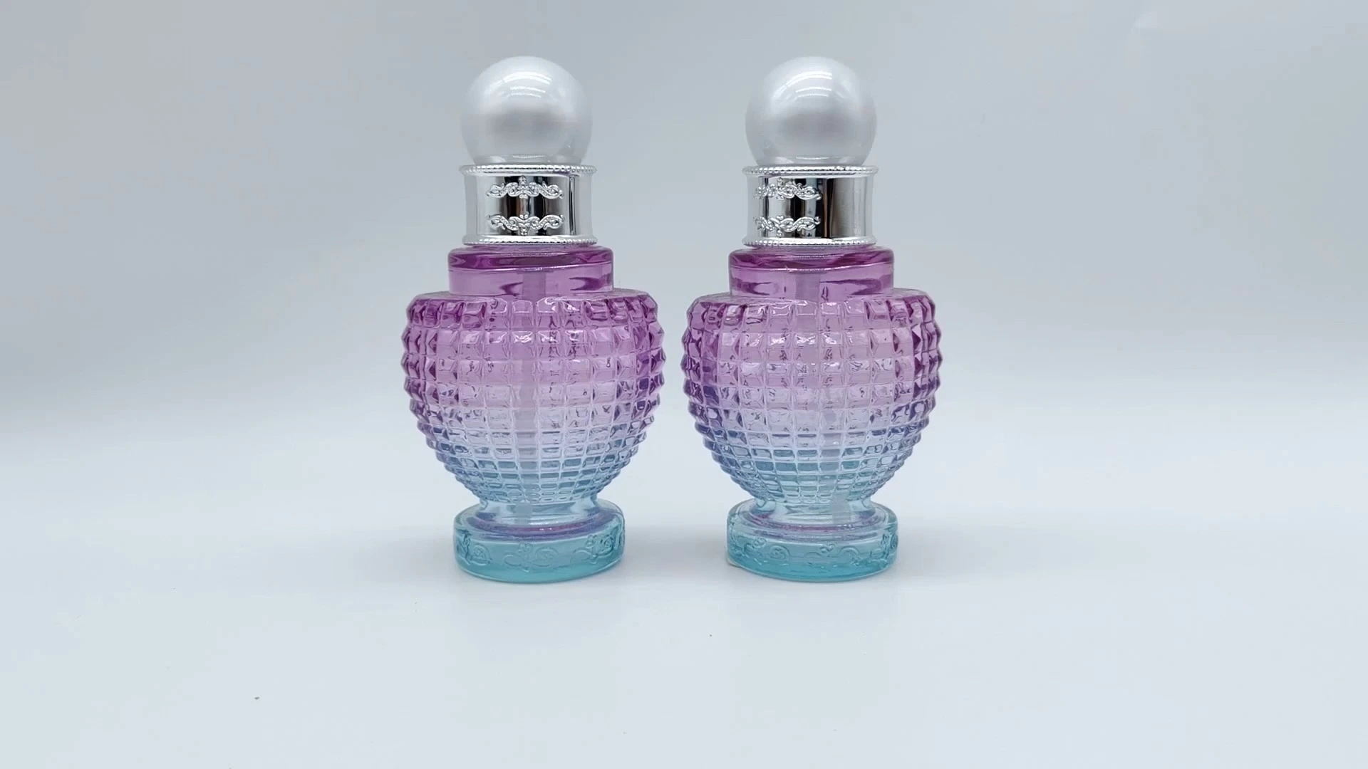 Flacons cosmétiques en PE-plastique-PS-PET, emballage de 65 ml, pour lotion, shampoing, essence, mousse, galvanoplastie, dégradé violet et bleu 1