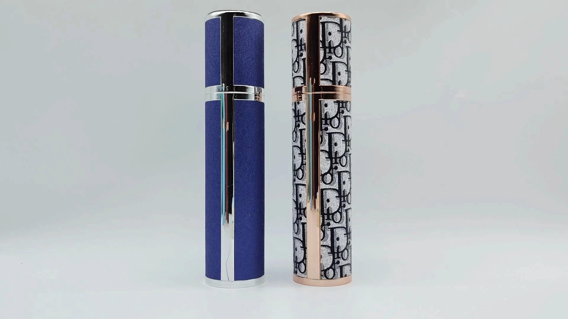 Envase de espuma para loción, champú y esencia de 110 ml, color azul, gris y negro, con patrones cóncavos y convexos, borde dorado, envases de PE, plástico, PS y PET para cosméticos. 1