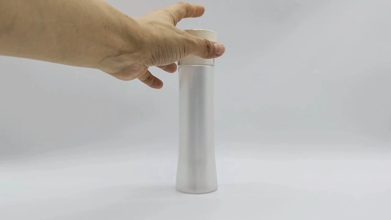 Envase de PE-Plástico-PS para loción, champú, esencia y aceite esencial de 160 ml con tapón de rosca en color blanco perla. 1