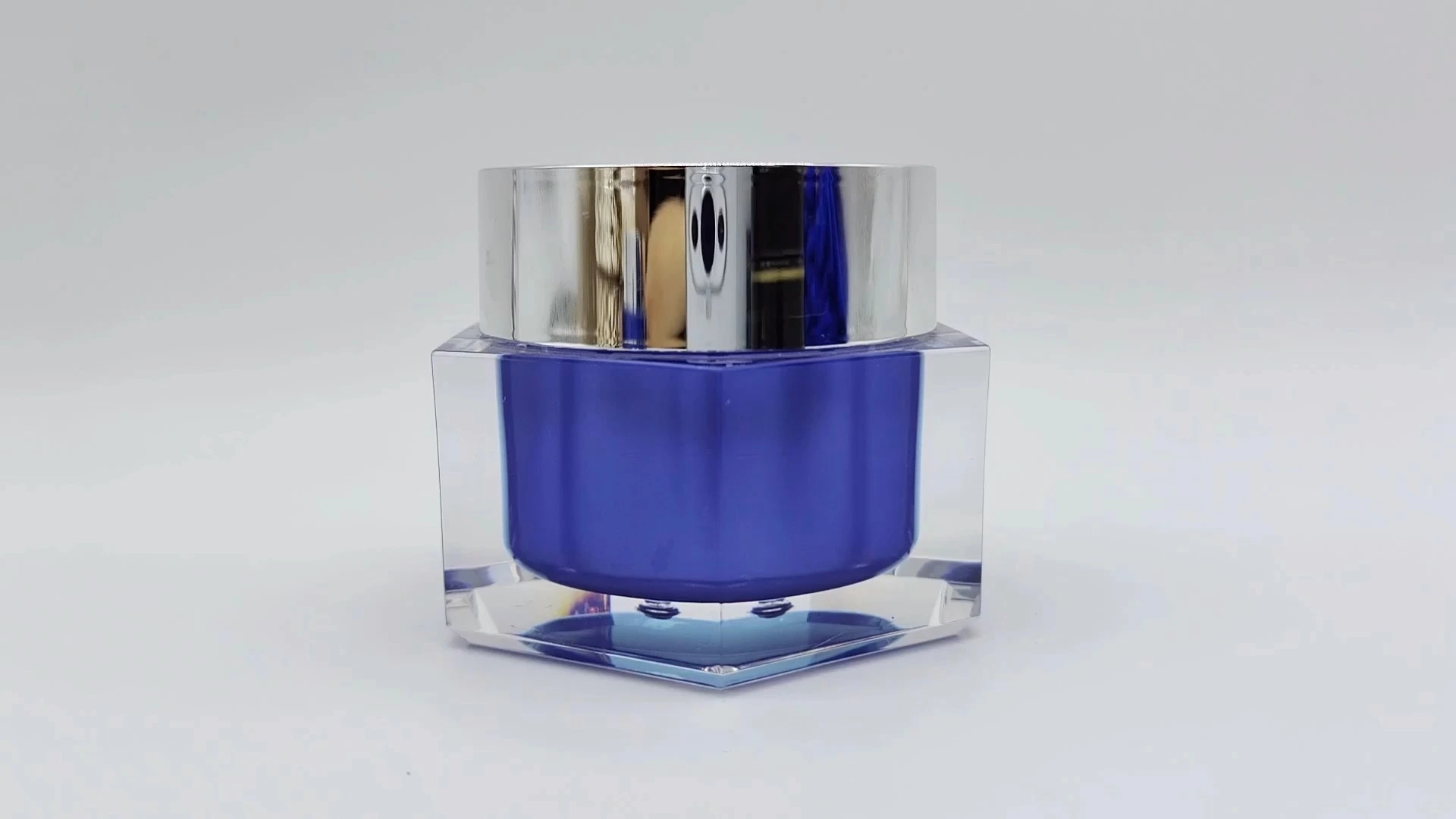 Luxuriöses Sechseck-Design, silberner Galvanikdeckel, innen blau, 50 ml Kunststoff-PE-AS, Behälter für Gesichts- und Handpflegecreme, Kosmetikverpackungsgläser 1
