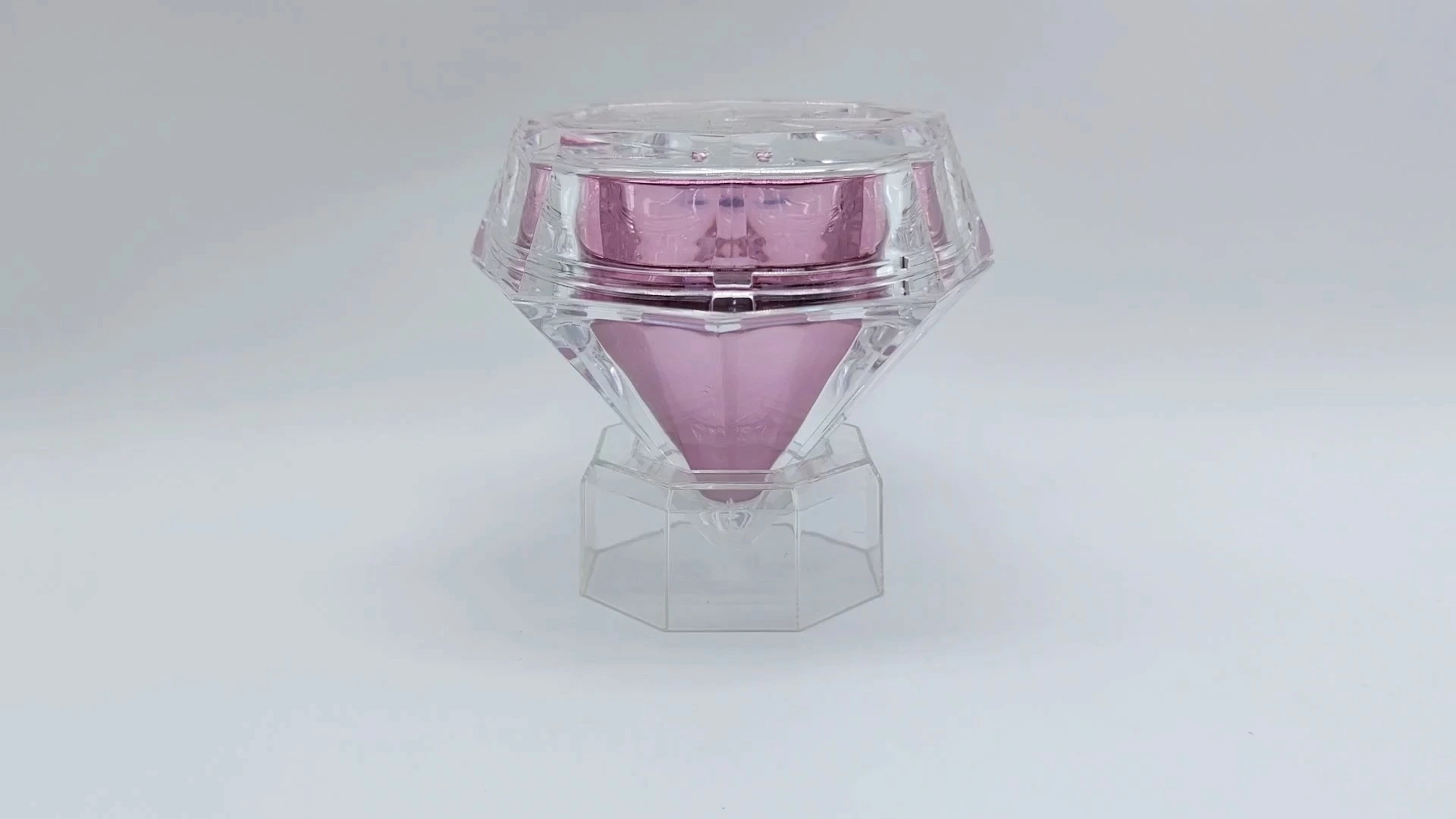 Envase de plástico PE-AS de 45 ml para crema facial y cuidado de la piel, transparente, morado, con forma de diamante pulido, elegante, para envases cosméticos. 1