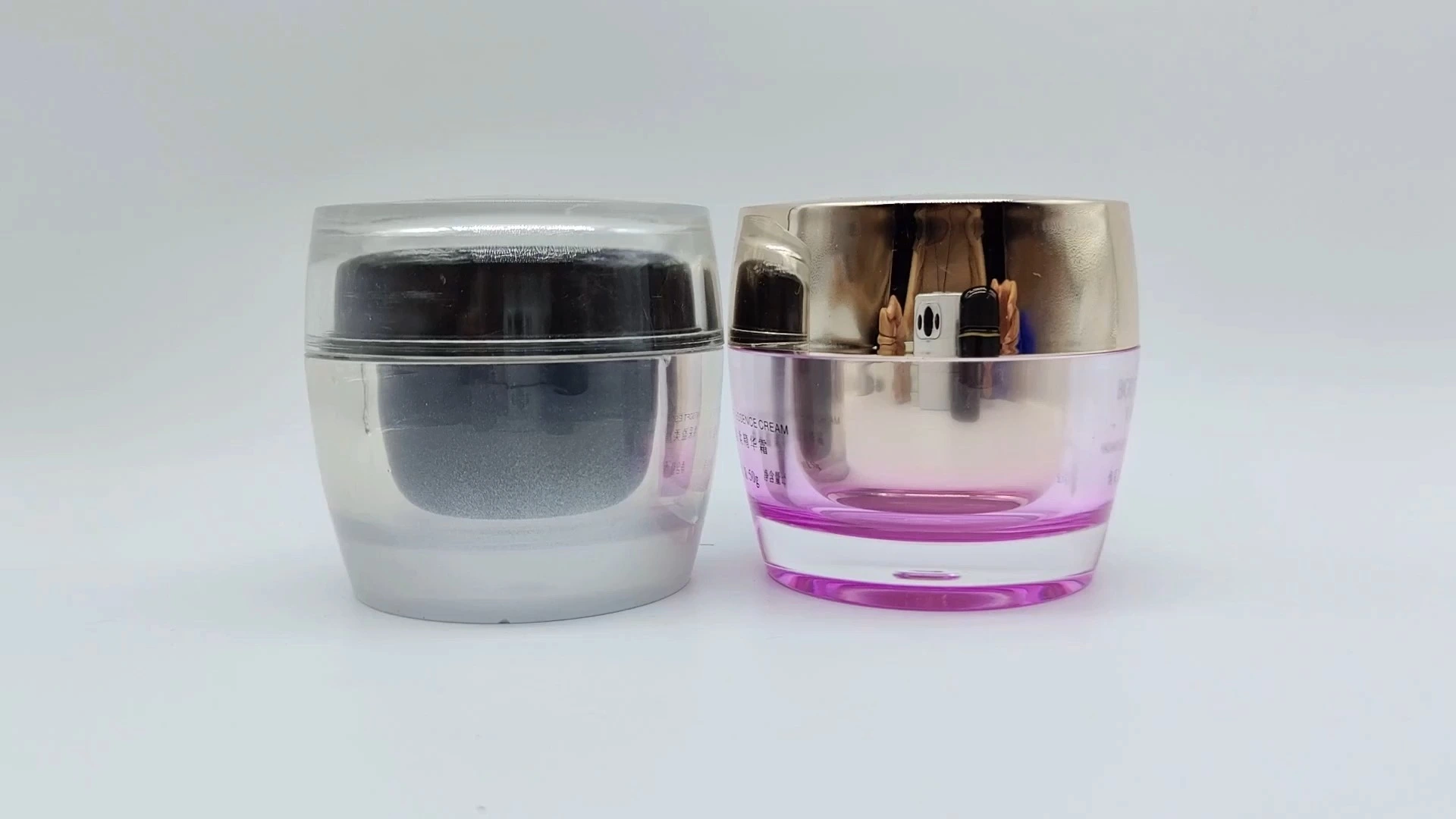 Envase de plástico PE-AS de 50 ml para cremas faciales, manos y cosméticos, elegante, de doble pared, interior, negro o rosa. 1